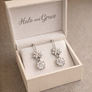 Sterling Silver genuine Moissanite dangle earrings